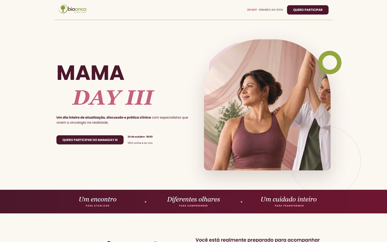 Hero da landing page MamaDay III da BioOnco